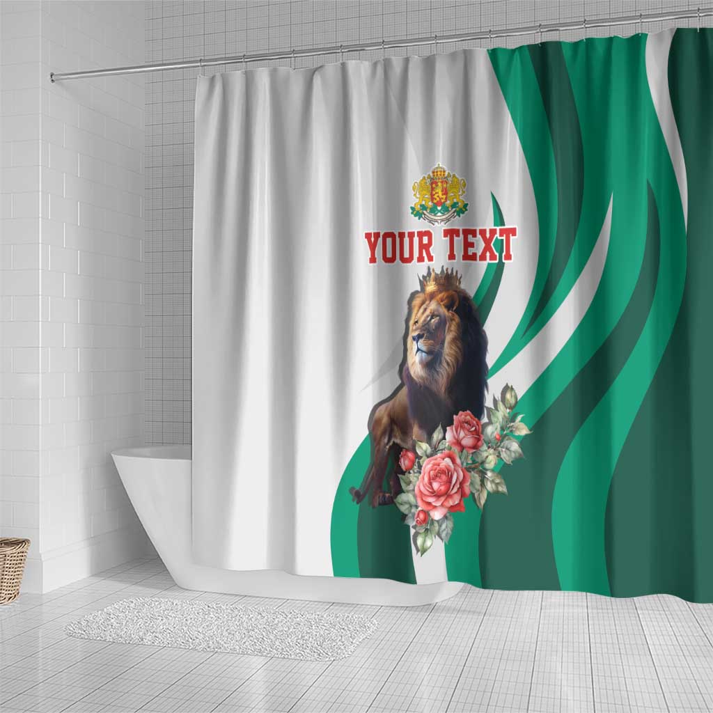 Personalized Bulgaria Coat of Arms Shower Curtain A Crowned Golden Lion with Rose