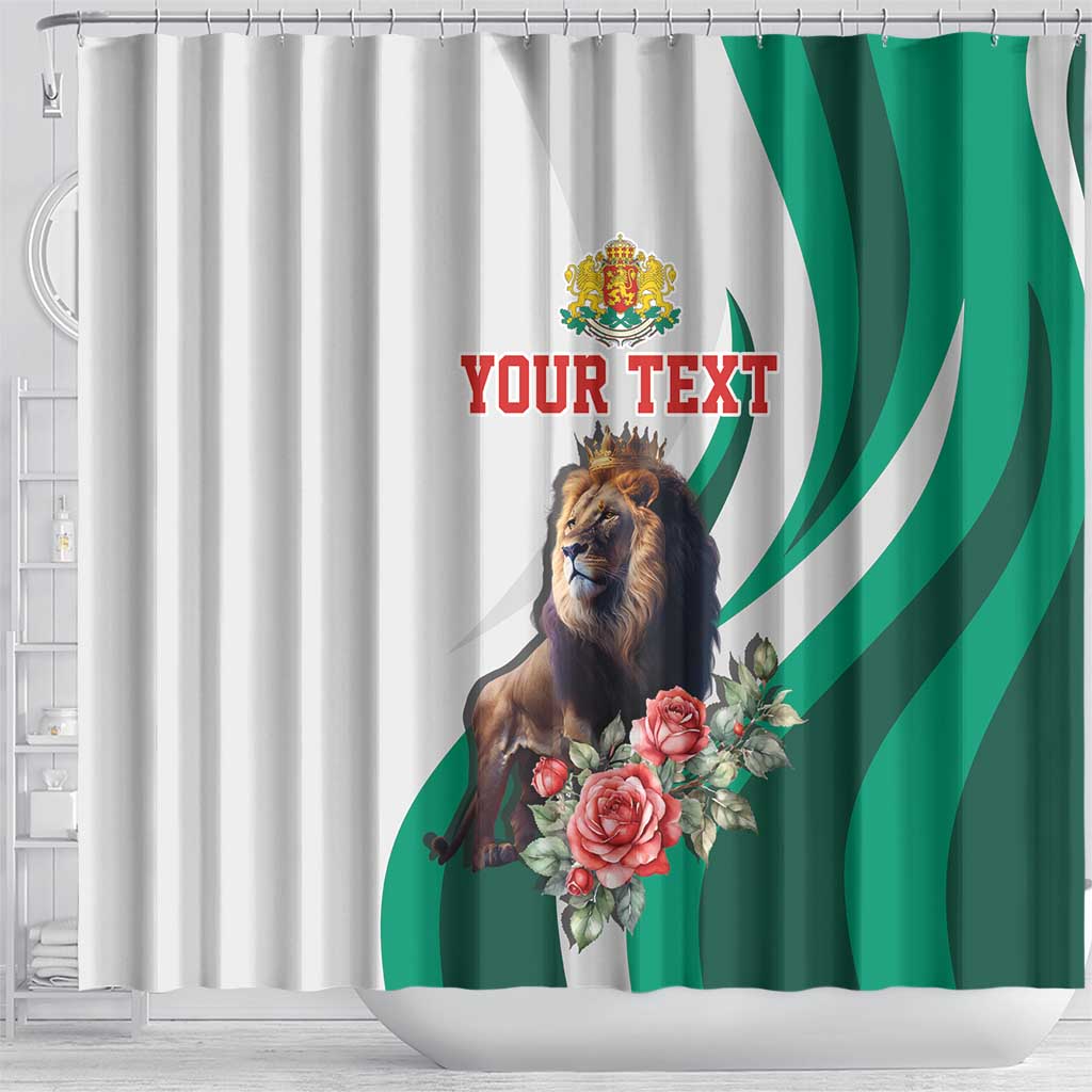 Personalized Bulgaria Coat of Arms Shower Curtain A Crowned Golden Lion with Rose