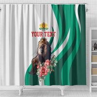 Personalized Bulgaria Coat of Arms Shower Curtain A Crowned Golden Lion with Rose