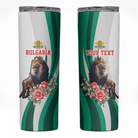 Personalized Bulgaria Coat of Arms Skinny Tumbler A Crowned Golden Lion with Rose