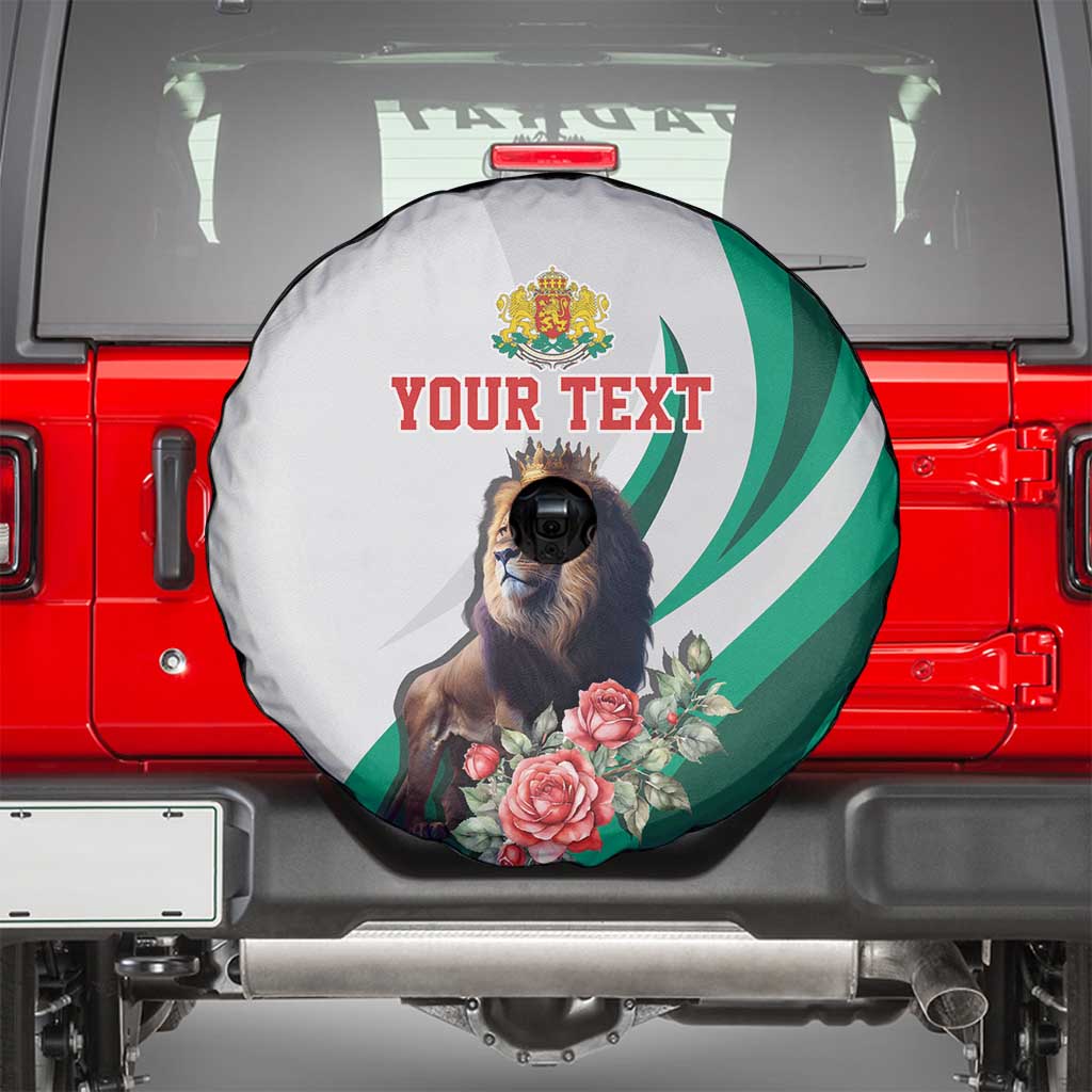 Personalized Bulgaria Coat of Arms Spare Tire Cover A Crowned Golden Lion with Rose
