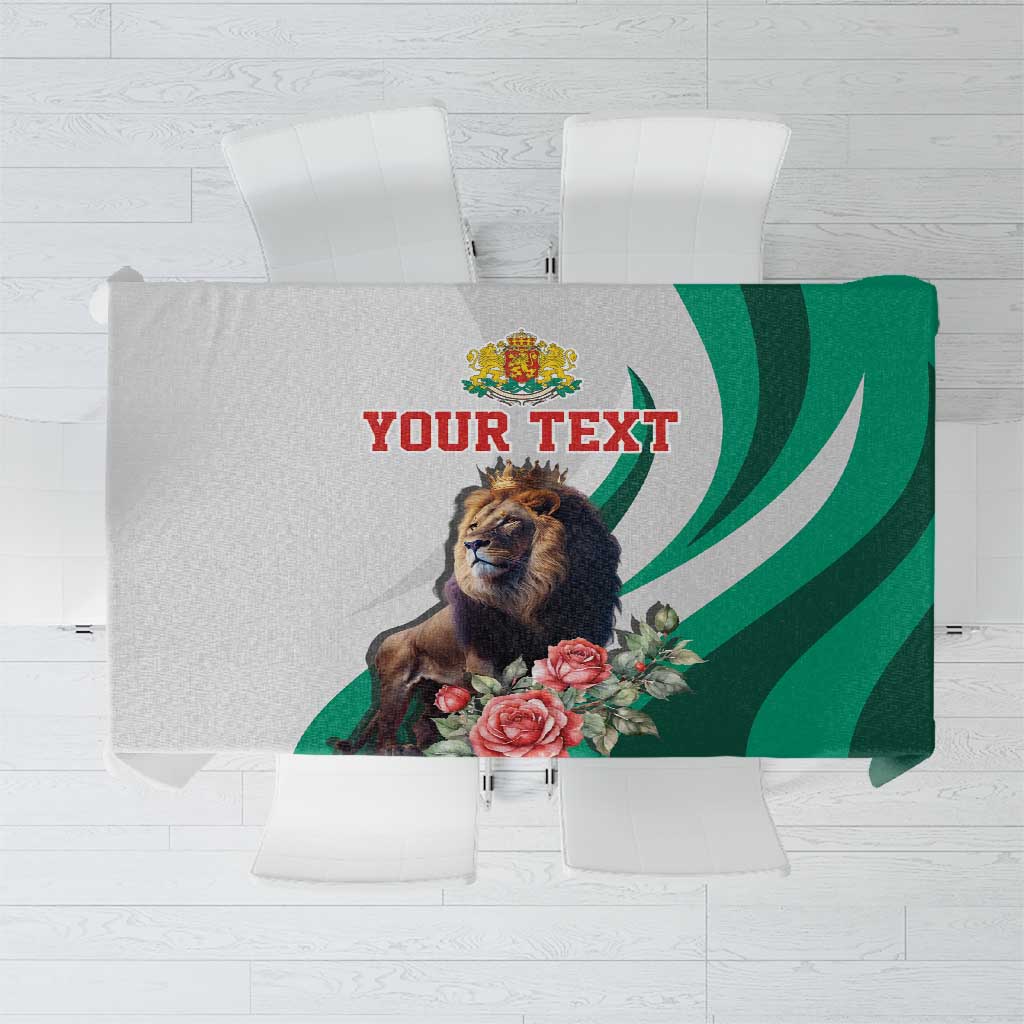 Personalized Bulgaria Coat of Arms Tablecloth A Crowned Golden Lion with Rose