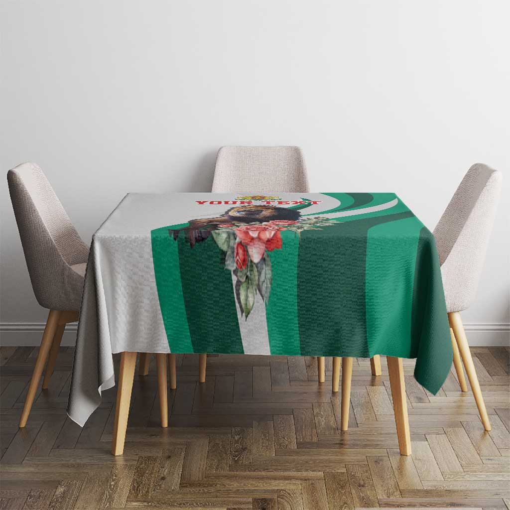 Personalized Bulgaria Coat of Arms Tablecloth A Crowned Golden Lion with Rose