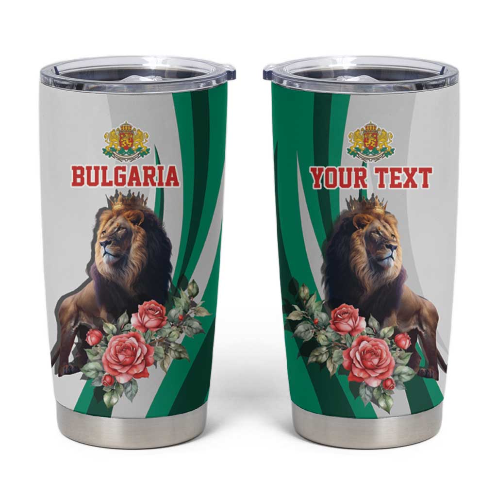 Personalized Bulgaria Coat of Arms Tumbler Cup A Crowned Golden Lion with Rose