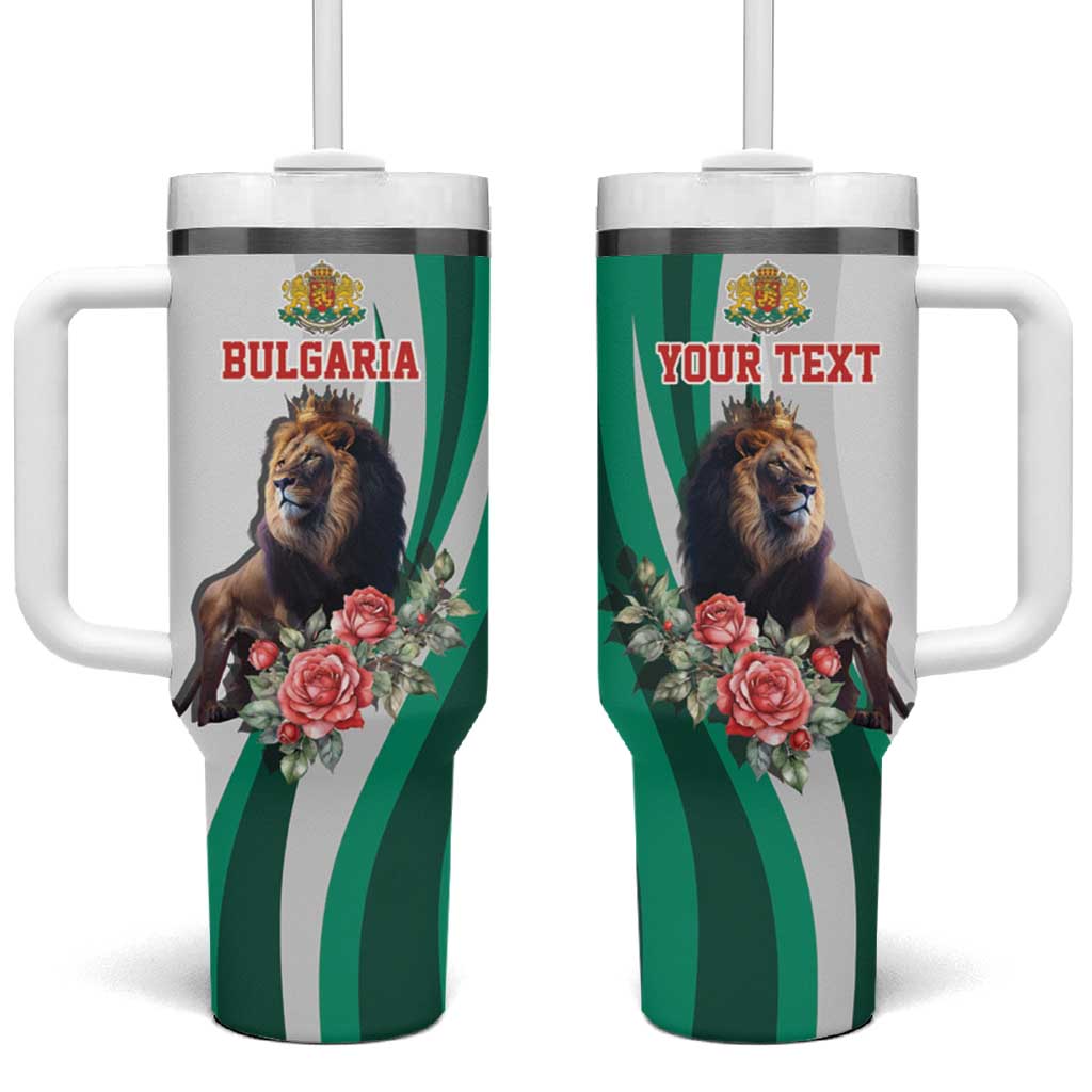 Personalized Bulgaria Coat of Arms Tumbler With Handle A Crowned Golden Lion with Rose