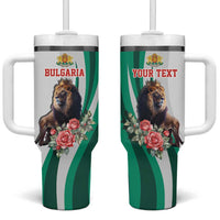 Personalized Bulgaria Coat of Arms Tumbler With Handle A Crowned Golden Lion with Rose
