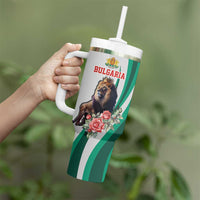 Personalized Bulgaria Coat of Arms Tumbler With Handle A Crowned Golden Lion with Rose