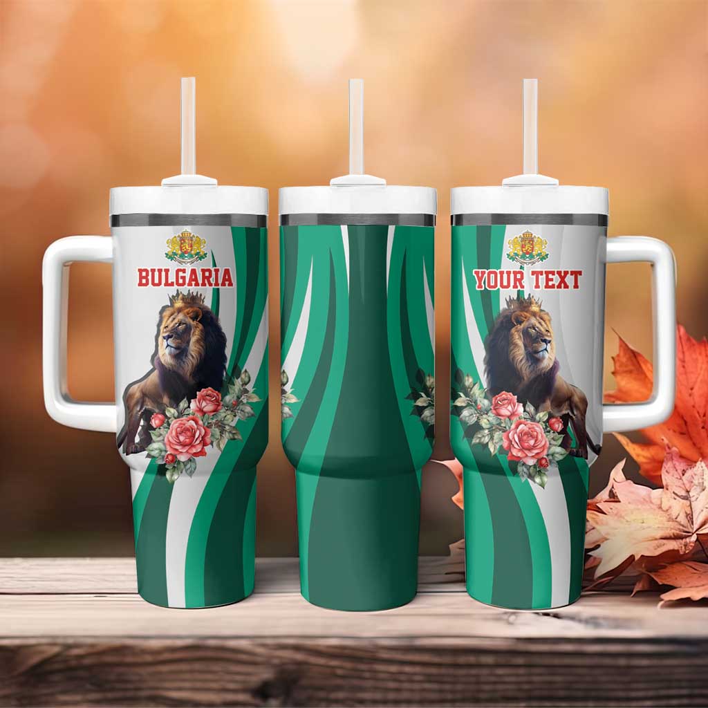 Personalized Bulgaria Coat of Arms Tumbler With Handle A Crowned Golden Lion with Rose