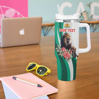 Personalized Bulgaria Coat of Arms Tumbler With Handle A Crowned Golden Lion with Rose