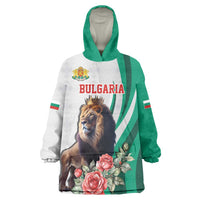 Personalized Bulgaria Coat of Arms Wearable Blanket Hoodie A Crowned Golden Lion with Rose