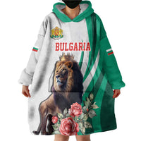 Personalized Bulgaria Coat of Arms Wearable Blanket Hoodie A Crowned Golden Lion with Rose