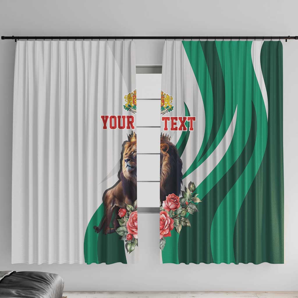 Personalized Bulgaria Coat of Arms Window Curtain A Crowned Golden Lion with Rose
