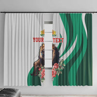 Personalized Bulgaria Coat of Arms Window Curtain A Crowned Golden Lion with Rose