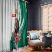 Personalized Bulgaria Coat of Arms Window Curtain A Crowned Golden Lion with Rose