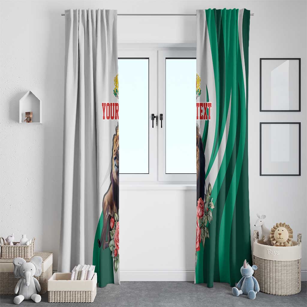 Personalized Bulgaria Coat of Arms Window Curtain A Crowned Golden Lion with Rose