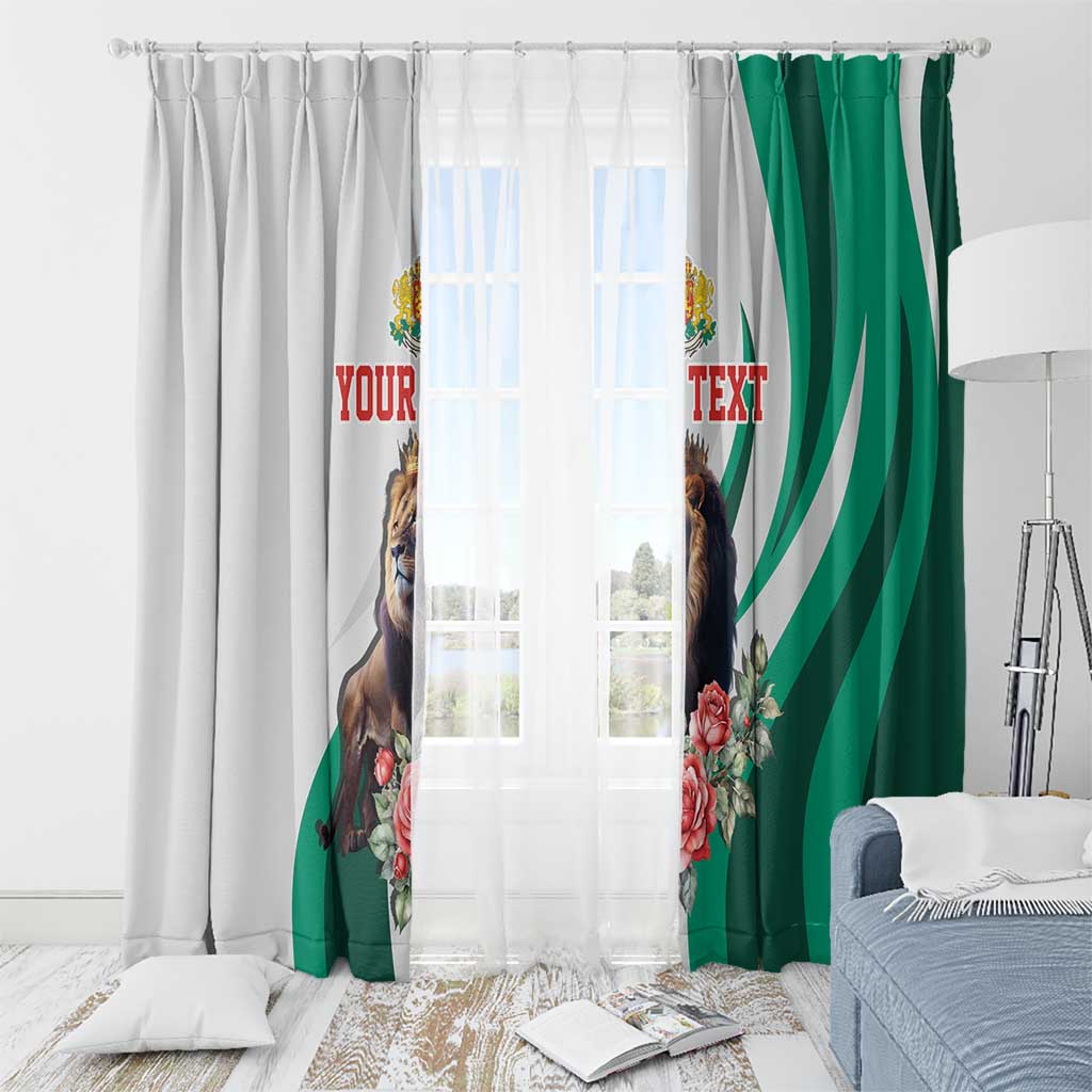 Personalized Bulgaria Coat of Arms Window Curtain A Crowned Golden Lion with Rose