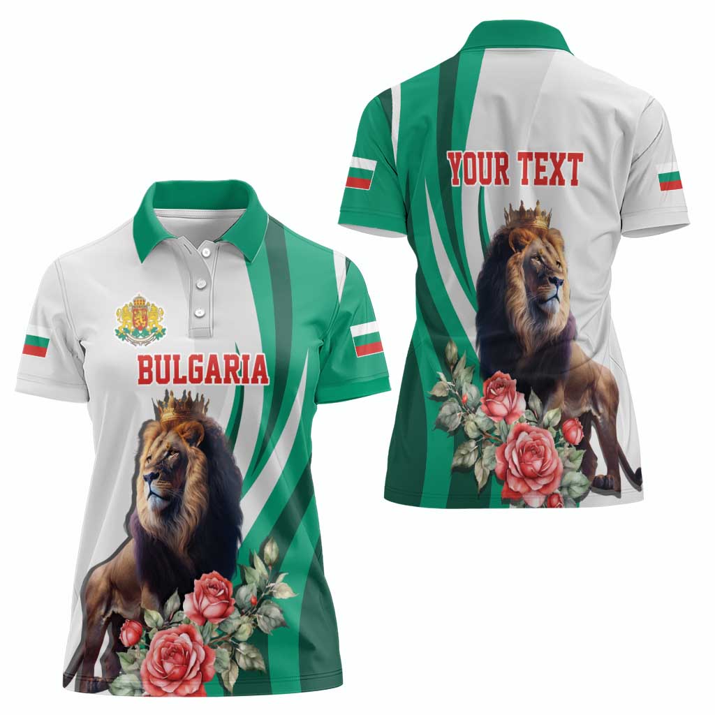 Personalized Bulgaria Coat of Arms Women Polo Shirt A Crowned Golden Lion with Rose