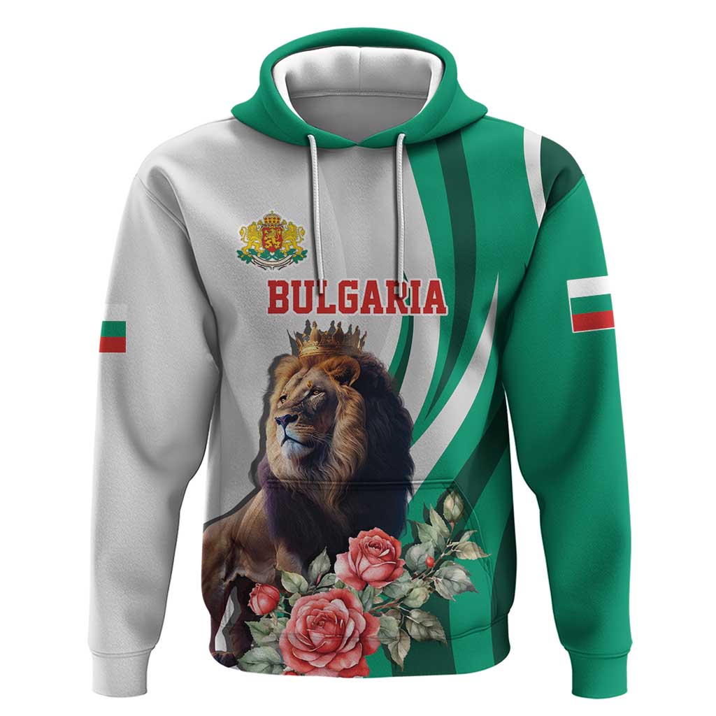 Personalized Bulgaria Coat of Arms Zip Hoodie A Crowned Golden Lion with Rose