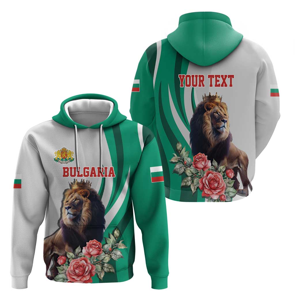 Personalized Bulgaria Coat of Arms Zip Hoodie A Crowned Golden Lion with Rose
