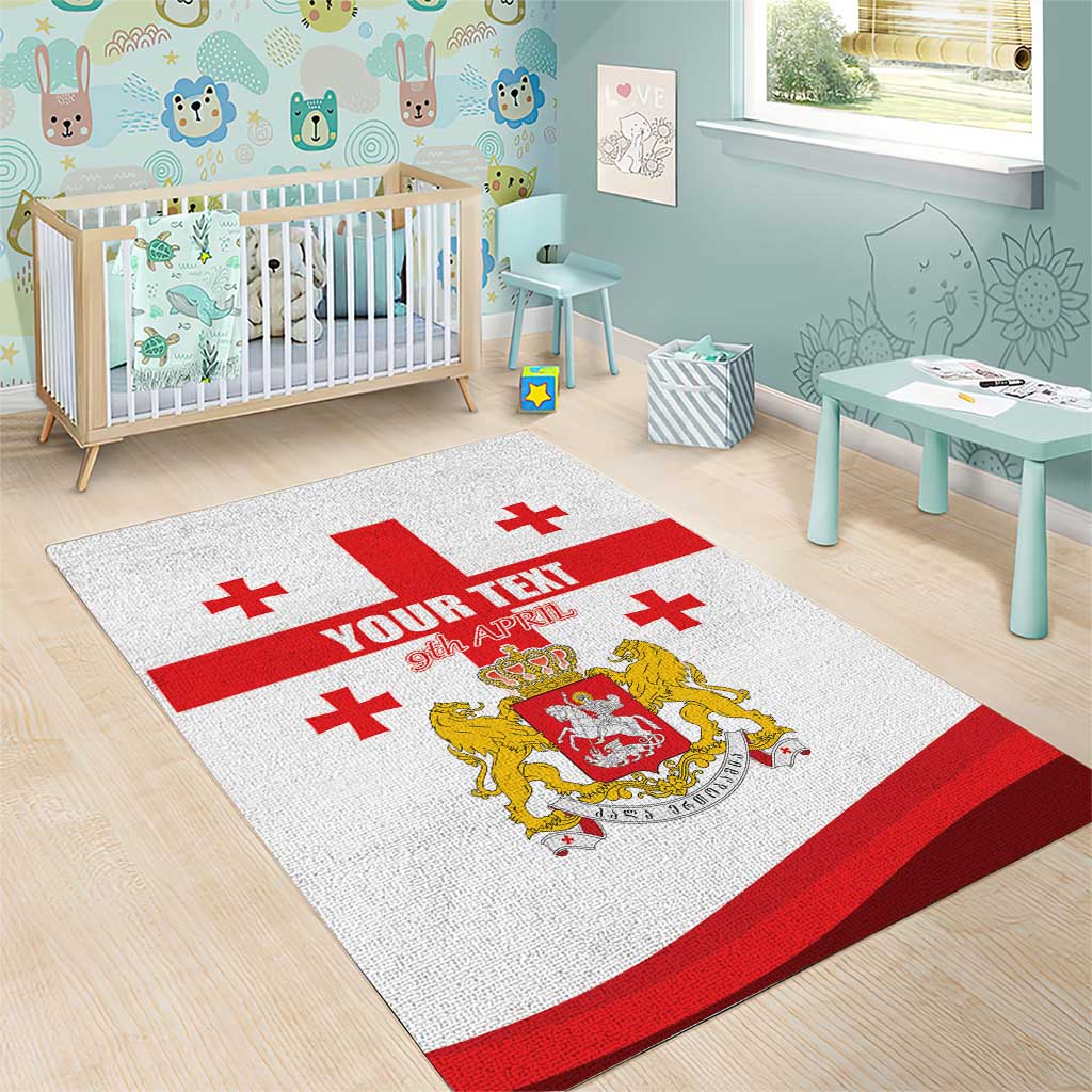 Personalized Georgia National Unity Day Area Rug 9th April with Coat of Arms and Flag