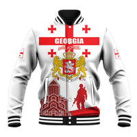 Personalized Georgia National Unity Day Baseball Jacket 9th April with Coat of Arms and Flag
