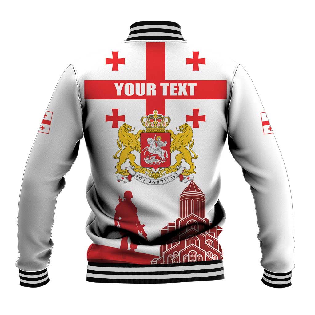 Personalized Georgia National Unity Day Baseball Jacket 9th April with Coat of Arms and Flag