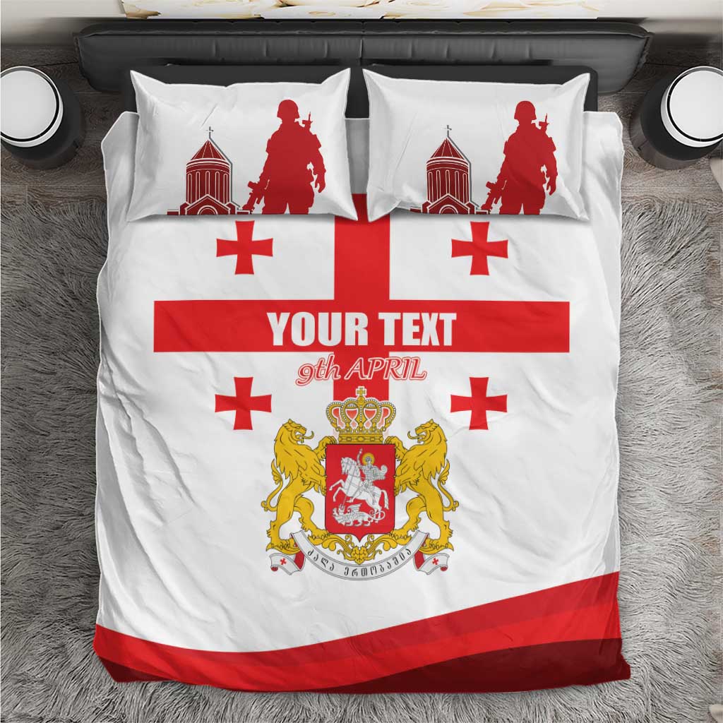 Personalized Georgia National Unity Day Bedding Set 9th April with Coat of Arms and Flag