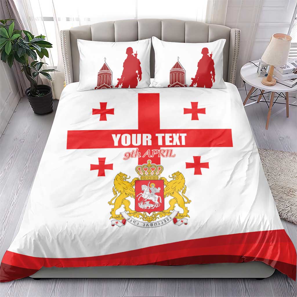 Personalized Georgia National Unity Day Bedding Set 9th April with Coat of Arms and Flag