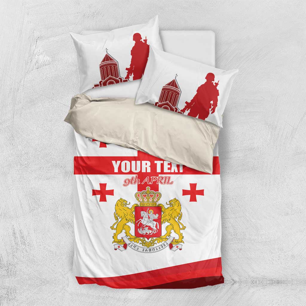 Personalized Georgia National Unity Day Bedding Set 9th April with Coat of Arms and Flag