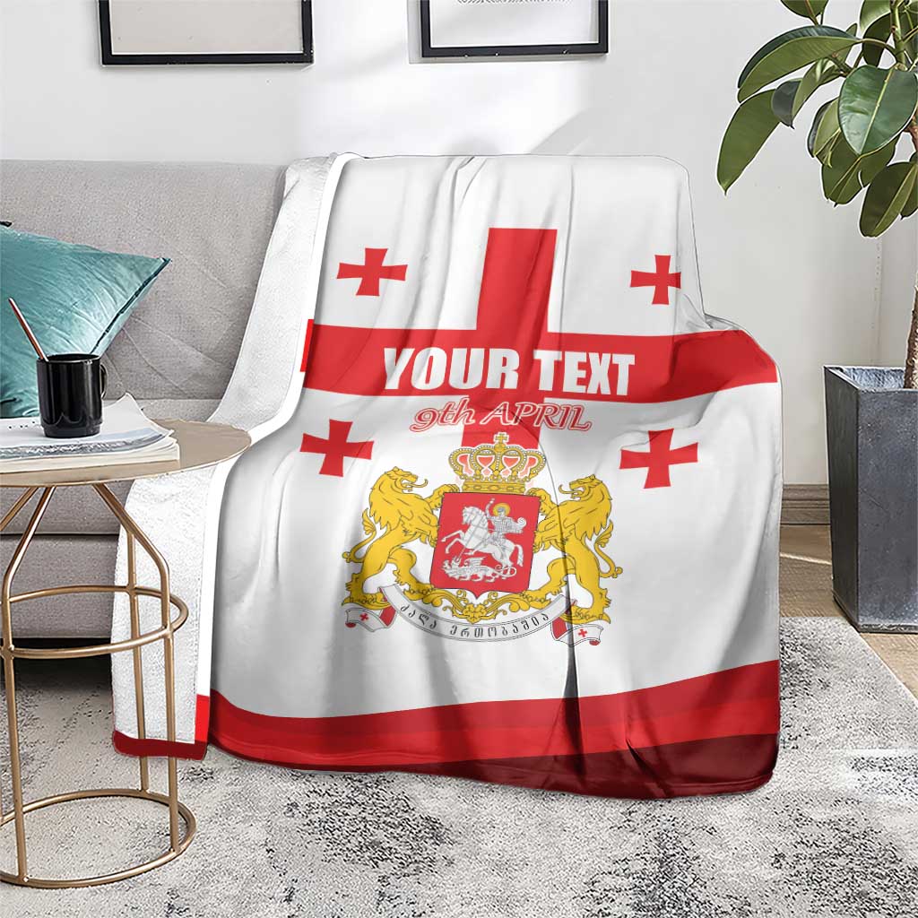 Personalized Georgia National Unity Day Blanket 9th April with Coat of Arms and Flag