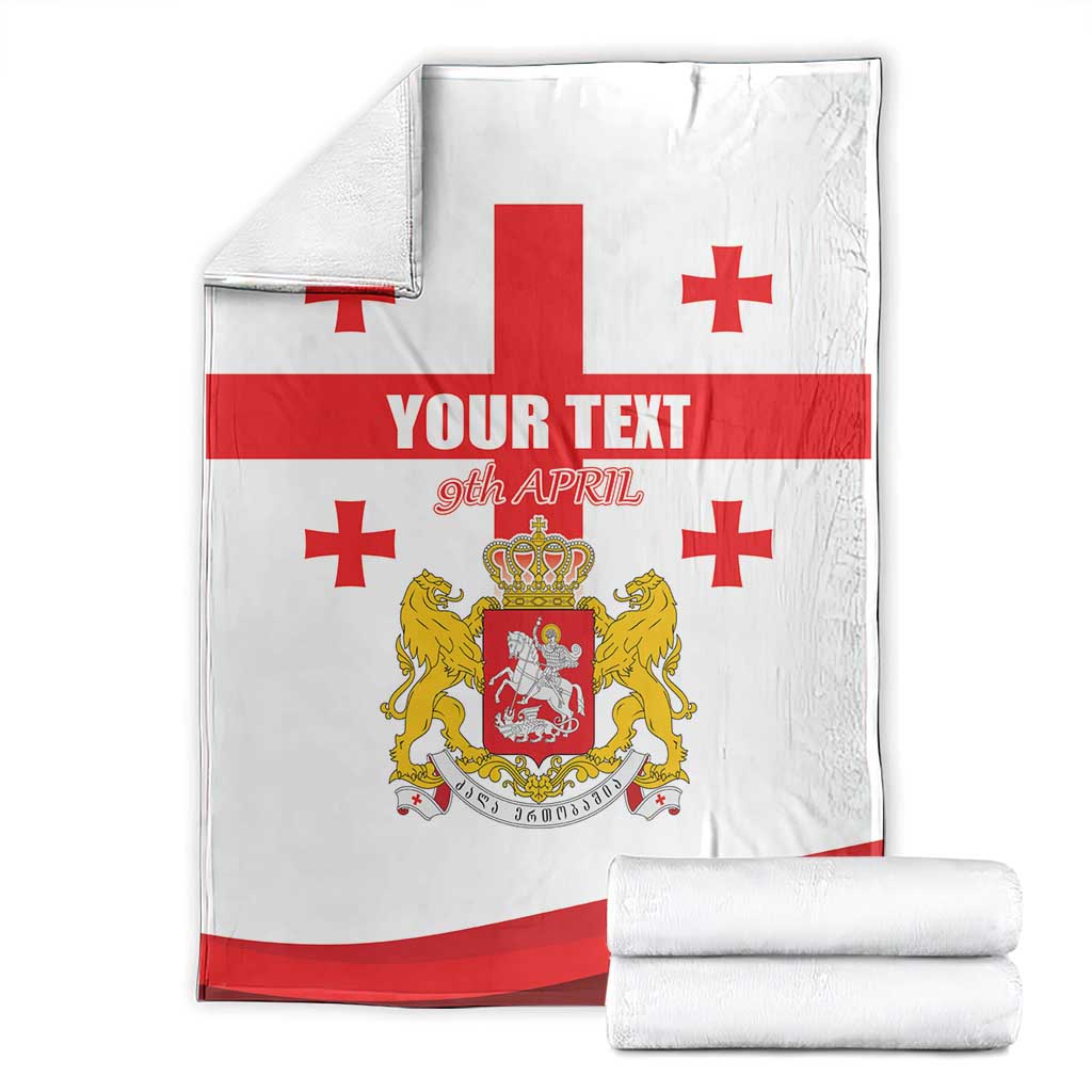 Personalized Georgia National Unity Day Blanket 9th April with Coat of Arms and Flag