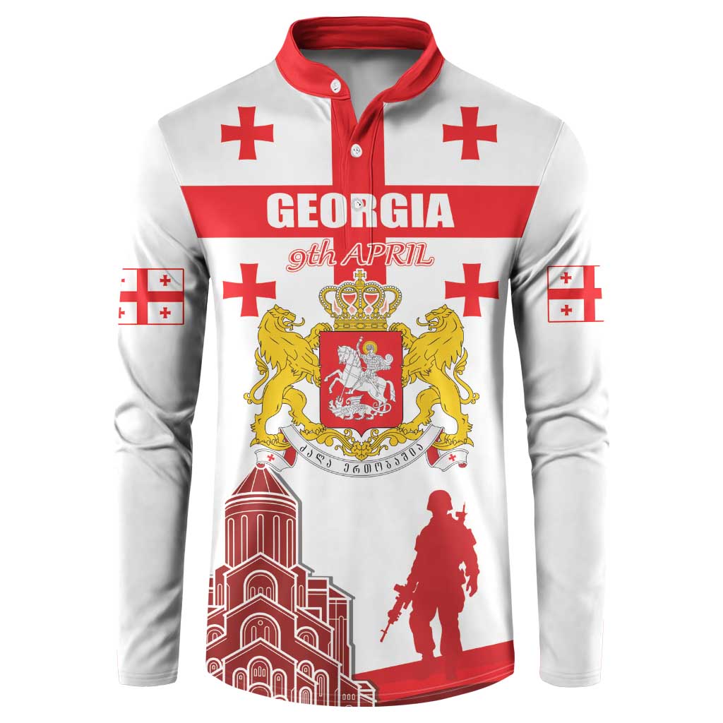 Personalized Georgia National Unity Day Button Sweatshirt 9th April with Coat of Arms and Flag