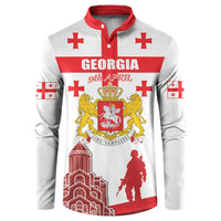 Personalized Georgia National Unity Day Button Sweatshirt 9th April with Coat of Arms and Flag