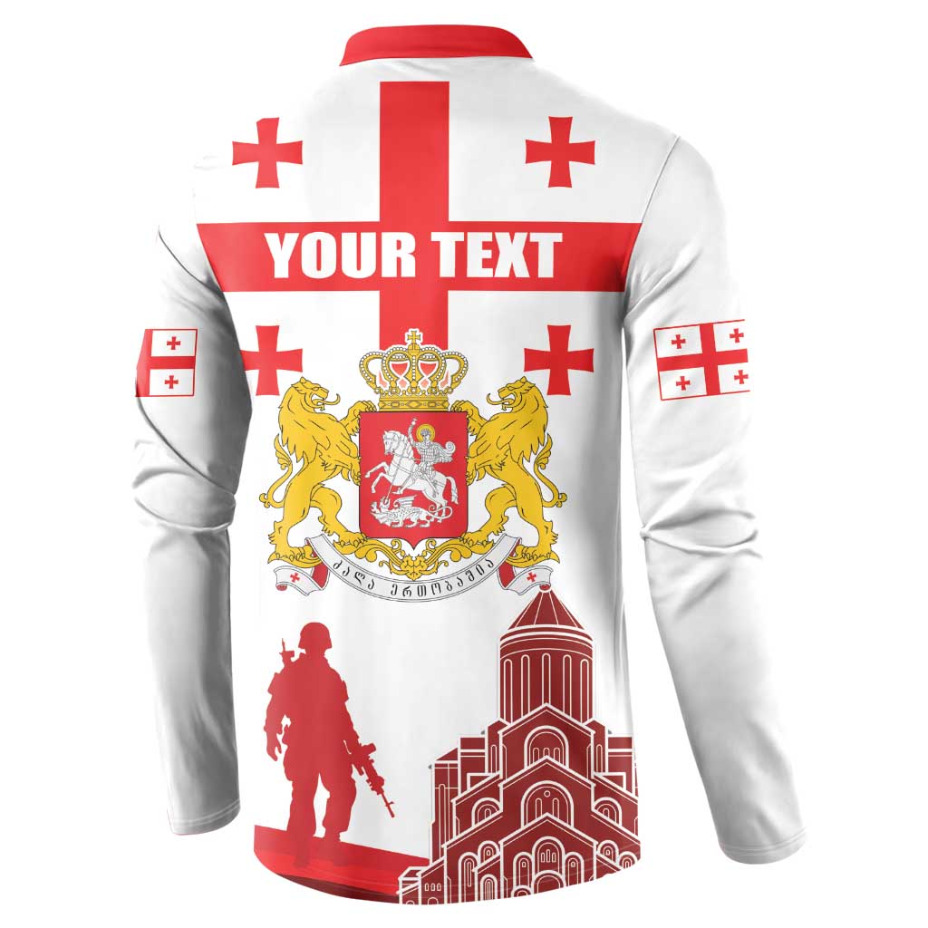 Personalized Georgia National Unity Day Button Sweatshirt 9th April with Coat of Arms and Flag