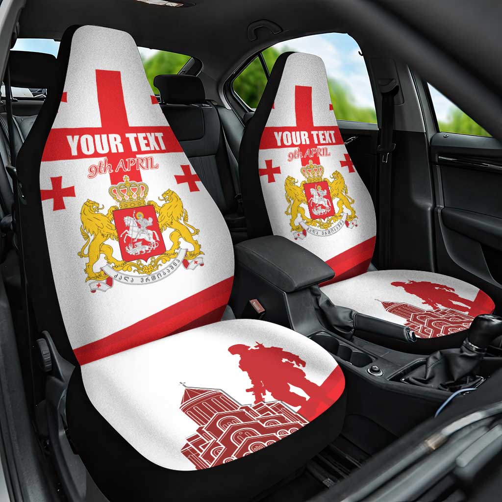 Personalized Georgia National Unity Day Car Seat Cover 9th April with Coat of Arms and Flag