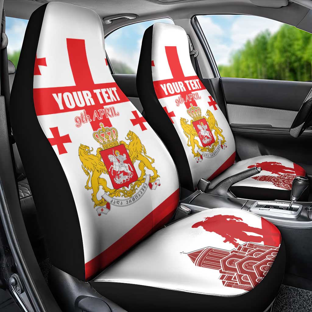 Personalized Georgia National Unity Day Car Seat Cover 9th April with Coat of Arms and Flag