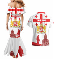 Personalized Georgia National Unity Day Couples Matching Mermaid Dress and Hawaiian Shirt 9th April with Coat of Arms and Flag