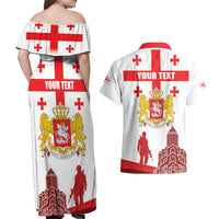 Personalized Georgia National Unity Day Couples Matching Off Shoulder Maxi Dress and Hawaiian Shirt 9th April with Coat of Arms and Flag