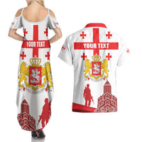 Personalized Georgia National Unity Day Couples Matching Summer Maxi Dress and Hawaiian Shirt 9th April with Coat of Arms and Flag