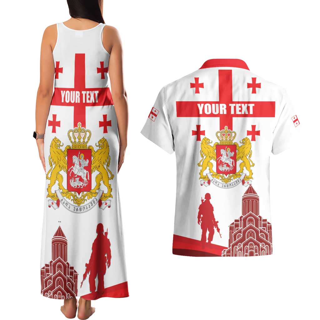 Personalized Georgia National Unity Day Couples Matching Tank Maxi Dress and Hawaiian Shirt 9th April with Coat of Arms and Flag