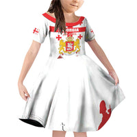 Personalized Georgia National Unity Day Family Matching Off Shoulder Short Dress and Hawaiian Shirt 9th April with Coat of Arms and Flag