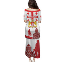 Personalized Georgia National Unity Day Family Matching Puletasi and Hawaiian Shirt 9th April with Coat of Arms and Flag