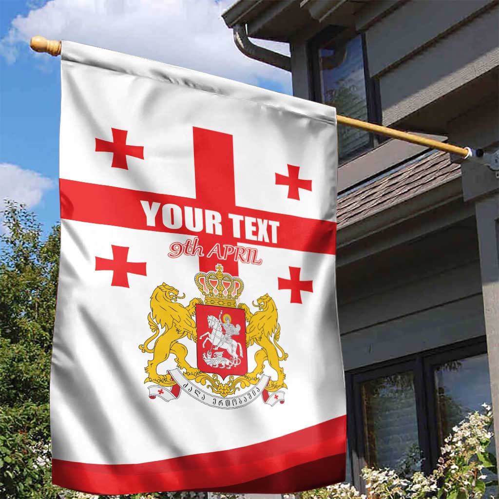 Personalized Georgia National Unity Day Garden Flag 9th April with Coat of Arms and Flag