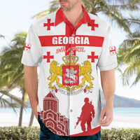Personalized Georgia National Unity Day Hawaiian Shirt 9th April with Coat of Arms and Flag