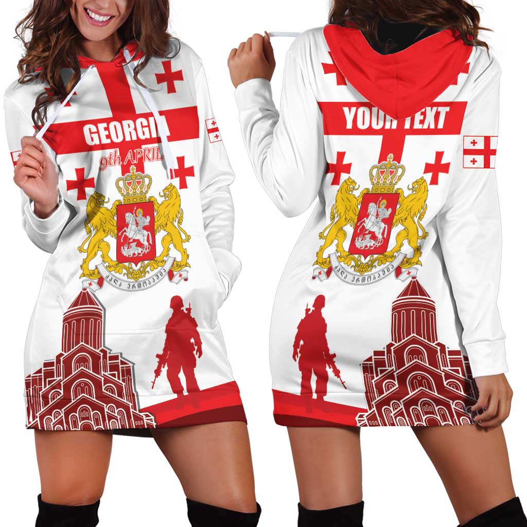 Personalized Georgia National Unity Day Hoodie Dress 9th April with Coat of Arms and Flag