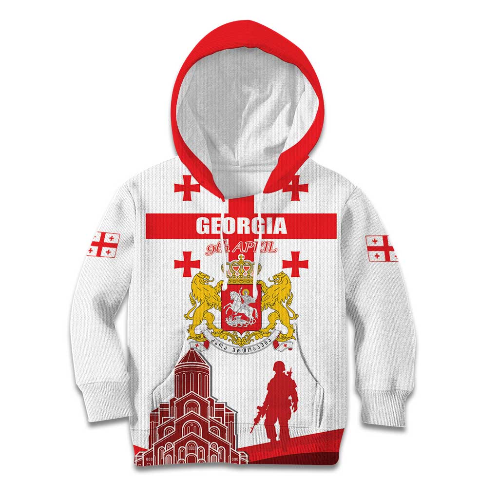 Personalized Georgia National Unity Day Kid Hoodie 9th April with Coat of Arms and Flag