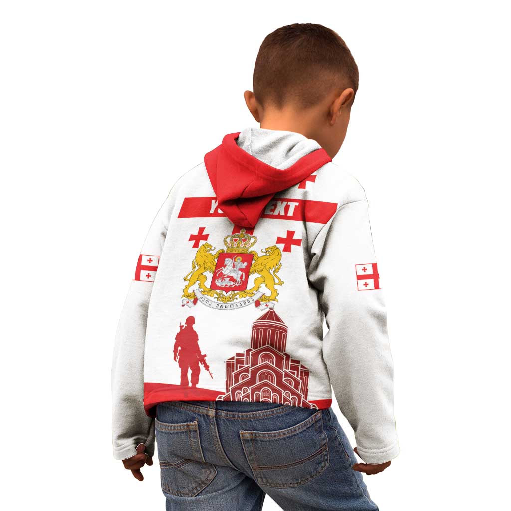 Personalized Georgia National Unity Day Kid Hoodie 9th April with Coat of Arms and Flag