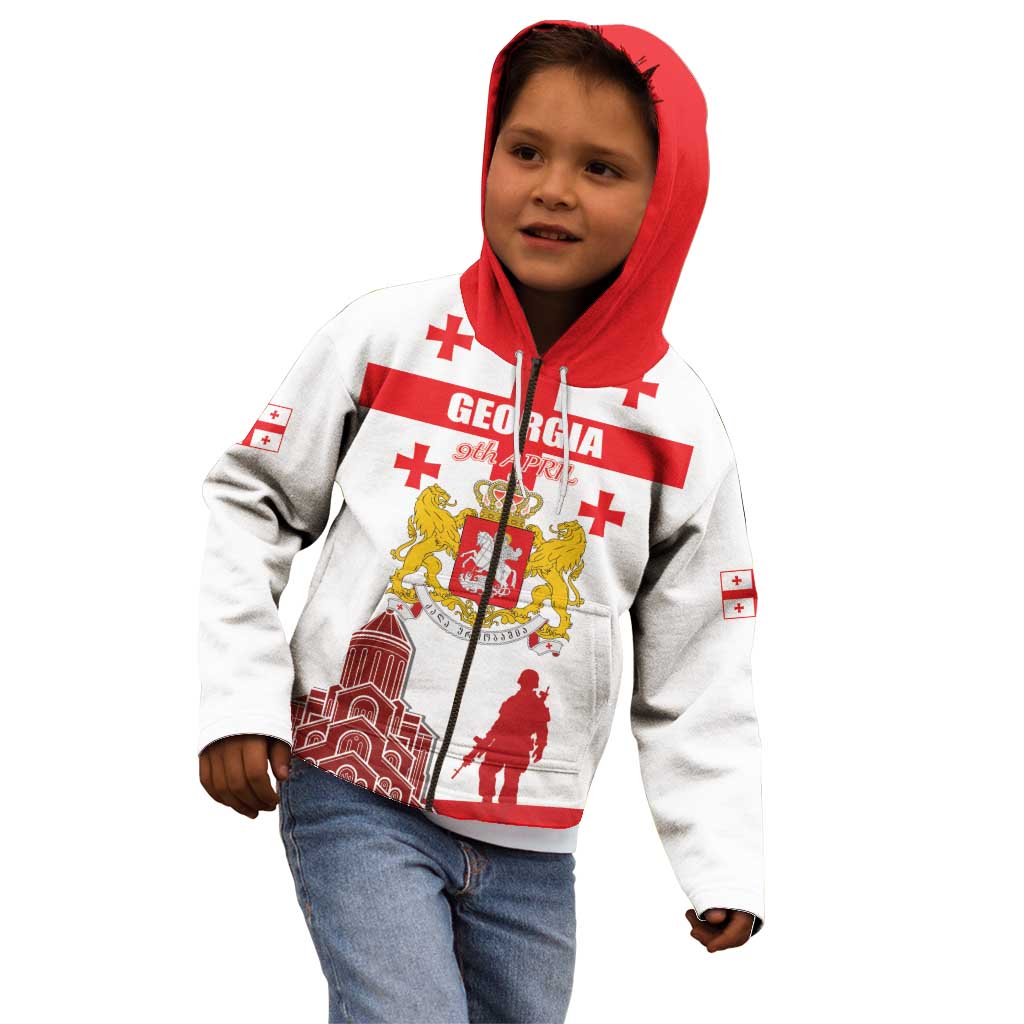 Personalized Georgia National Unity Day Kid Hoodie 9th April with Coat of Arms and Flag