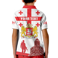 Personalized Georgia National Unity Day Kid Polo Shirt 9th April with Coat of Arms and Flag