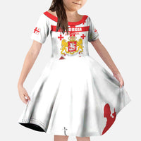 Personalized Georgia National Unity Day Kid Short Sleeve Dress 9th April with Coat of Arms and Flag